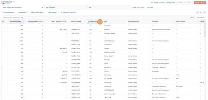 Searching and Filtering Companies