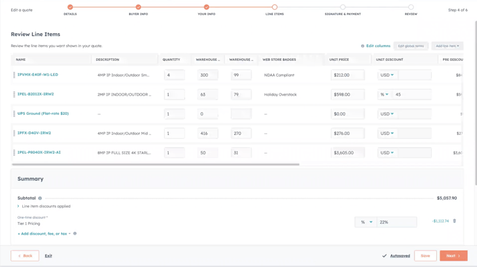 Editing Quote - Add Second Item